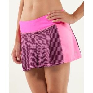 Lululemon Fast Cat Skirt Hyper Stripe Raspberry‎ Glo Light Size 10